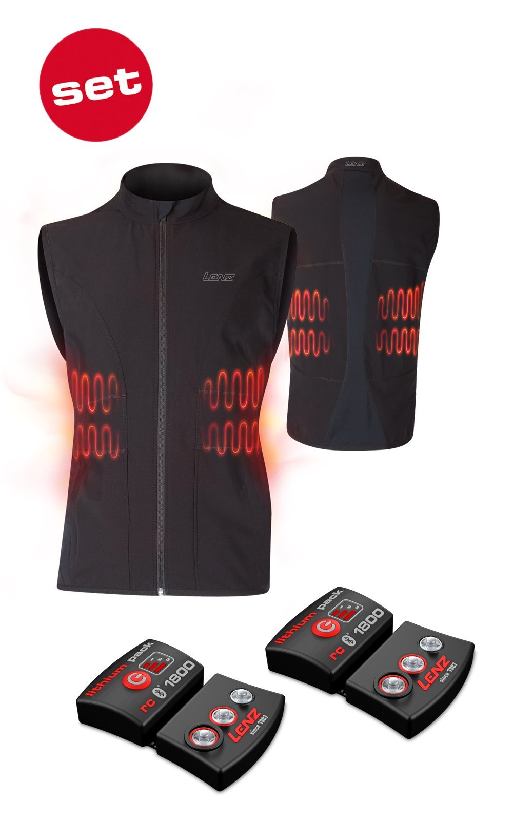 SET - Beheizte Weste LENZ Heat Vest 1.0 Men + Akkus lithium pack rcB 1800
