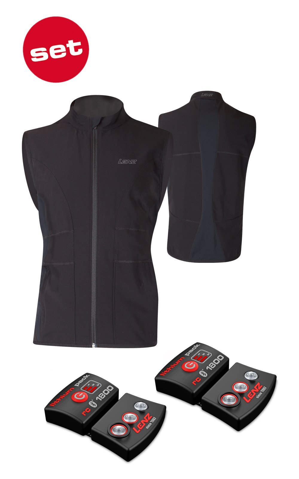 SET - Beheizte Weste LENZ Heat Vest 1.0 Men + Akkus lithium pack rcB 1800