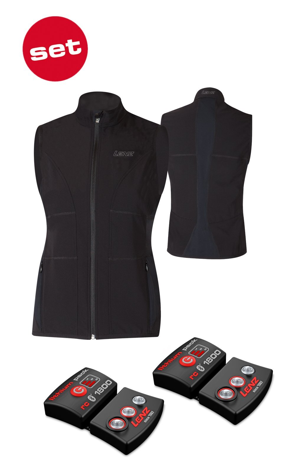 SET - Beheizte Weste LENZ Heat Vest 1.0 Women + Akkus lithium pack rcB 1800