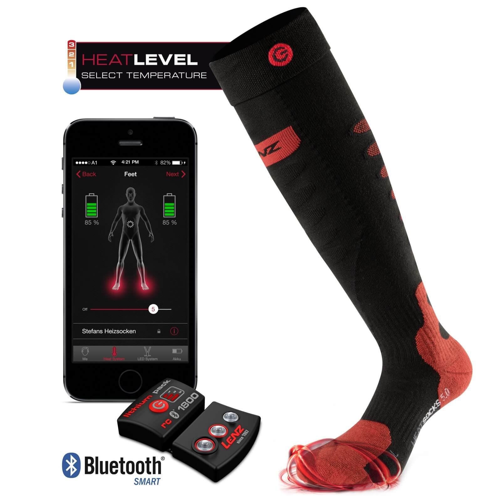SET - Beheizte Socken LENZ Heat Socks 5.0 Toe Cap + Akkus lithium pack rcB 1200