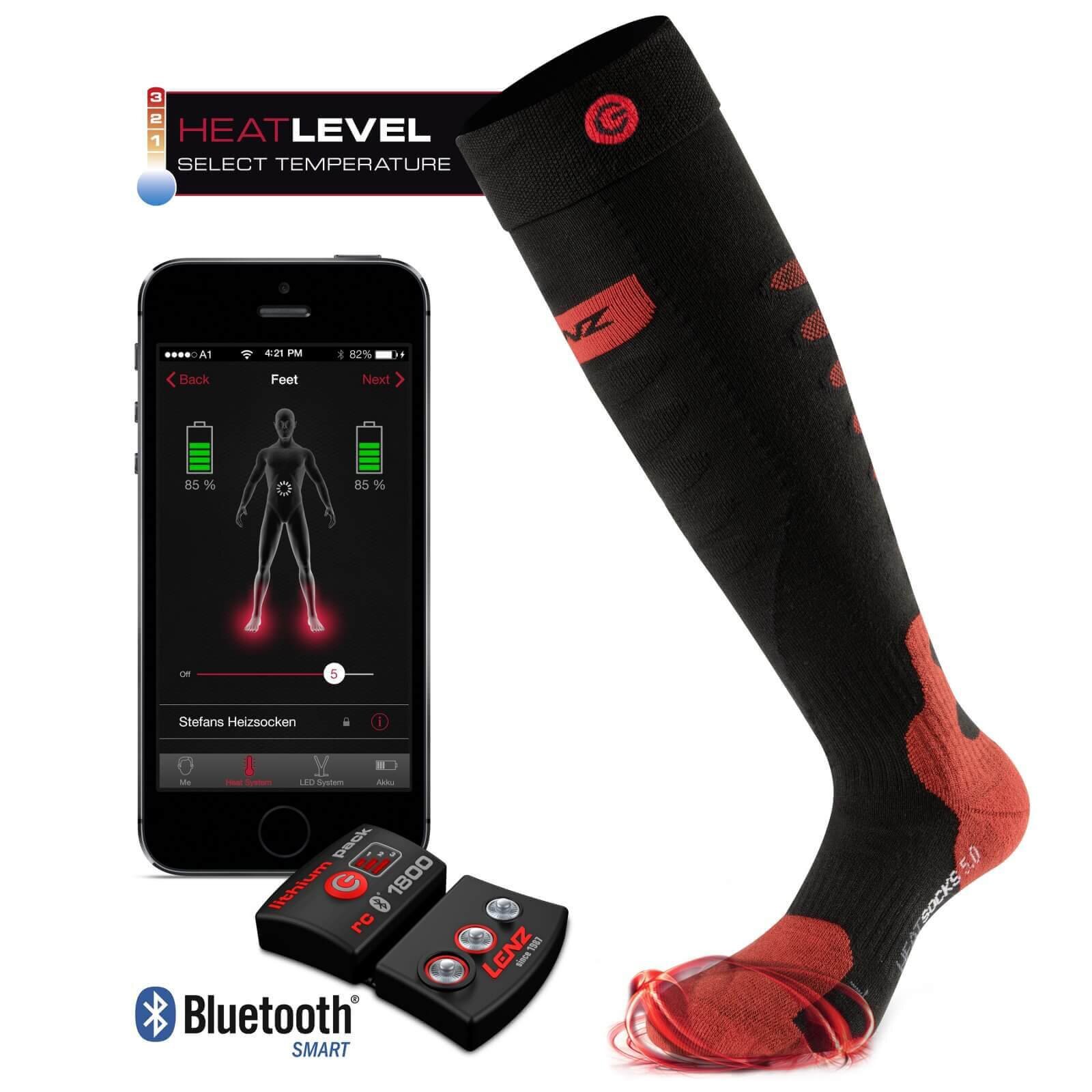 SET - Beheizte Socken LENZ Heat Socks 5.0 Toe Cap + Akkus lithium pack rcB 1200